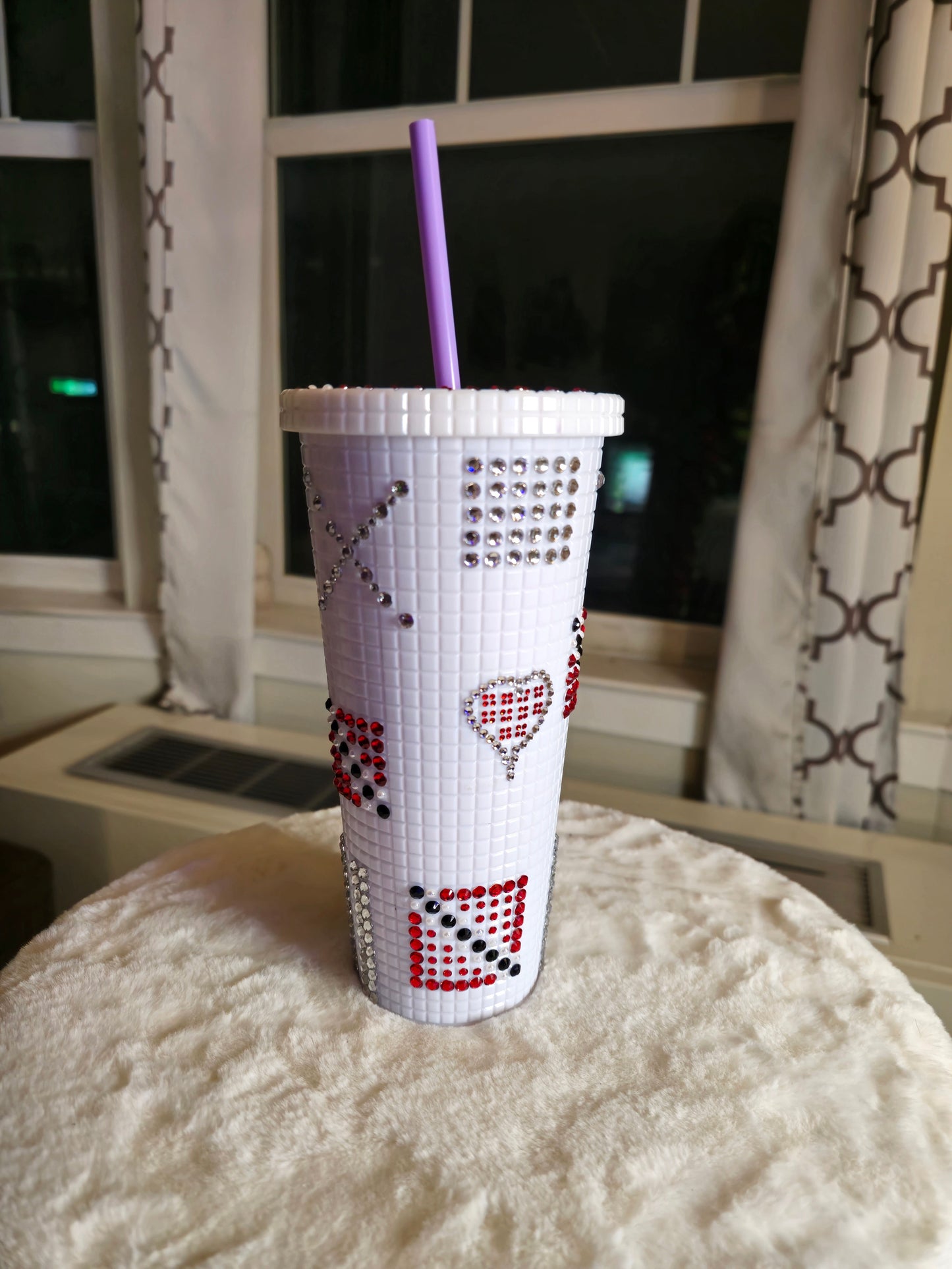 White Custom Checkered Cup